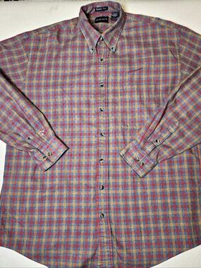 GANT Coastal Twill Plaid Button-Front Long Sleeve Shirt Men's XLT Tall LX